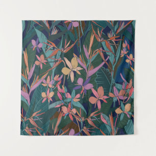 Tapete De Parede Folhas tropicais, flores: vintage forrada.