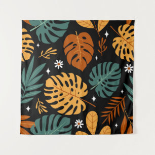 Tapete De Parede Folhas Tropicais: Vintage Escuro Sem Olhos.
