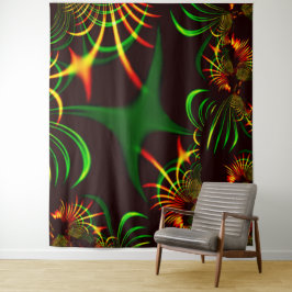 Tapete De Parede Folhas verdes e curvas amarelas coradas pelo fogo