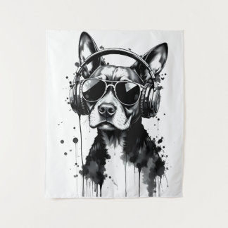 Tapete De Parede fones de ouvido de cães legal Coroa preta e tinta 
