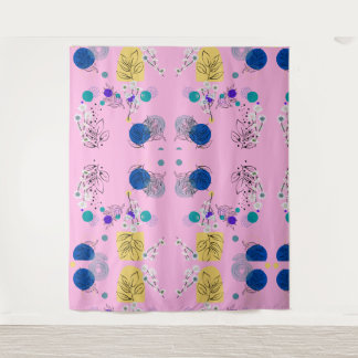 Tapete De Parede Formas Botânicas Abstratas Florais Boho Rosa Moder