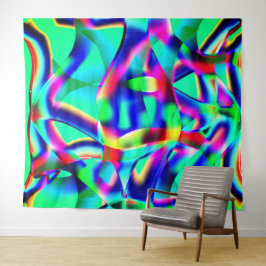 Tapete De Parede Formas curvas e muito coloridas, mais verde azul