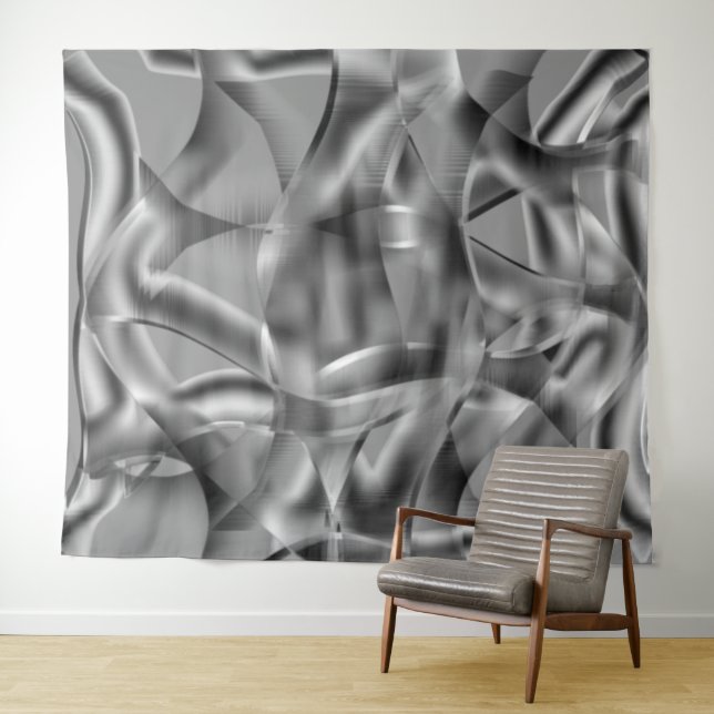 Tapete De Parede Formas de cinza curvas, com tons luminosos (In Situ (Horizontal))