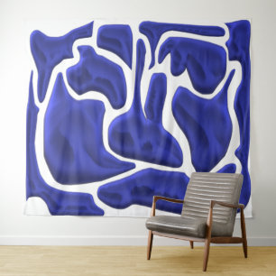Tapete De Parede Formas Fluidas Azuis Abstratas – Arte Moderna 3D