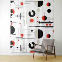 Formas geométricas brancas vermelhas pretas em bau