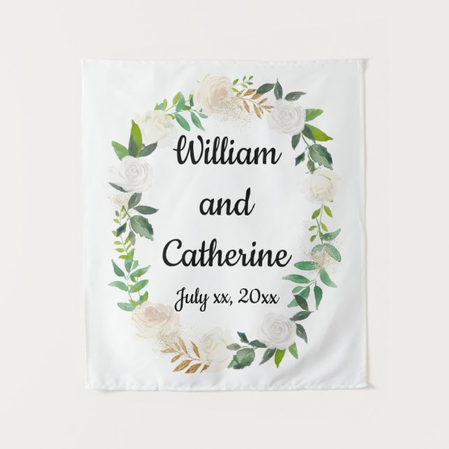 Tapete De Parede Foto Booth Decor, Casamento Greenerado (Frente)