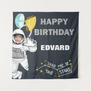 Tapete De Parede Foto de Astronauta no Espaço Sideral Feliz Anivers