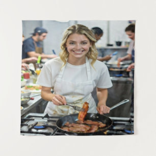 Tapete De Parede Foto de Bacon Cozinhando Personalizar