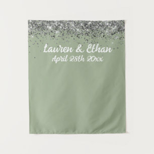 Tapete De Parede Foto de Booth de Casamento Silver Verde de Sage Pe