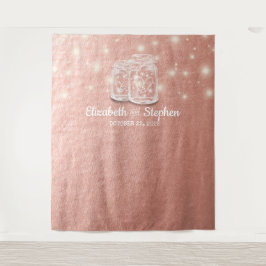 Tapete De Parede Foto de casamento Booth Backdrop Mason Jars Rosa D