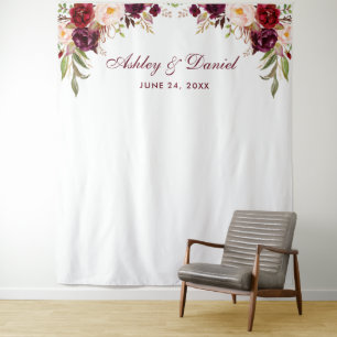Tapete De Parede Foto De Plano De Casamento Booth Prop Burgundy Flo