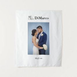 Tapete De Parede Foto do Sr. & Sra. Wedding com Nome e Data