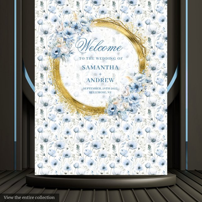 Tapete De Parede Foto Dourada de Casamento Azul de Luxury Boho Dust (Luxury Boho Dusty Blue Gold Wedding Photo Prop Tapestry)