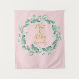 Tapete De Parede Foto Dourada e cor-de-rosa Booth Greenery