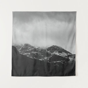 TAPETE DE PAREDE FOTO GRAYSCALE DA MONTANHA COBERTA POR NEVE