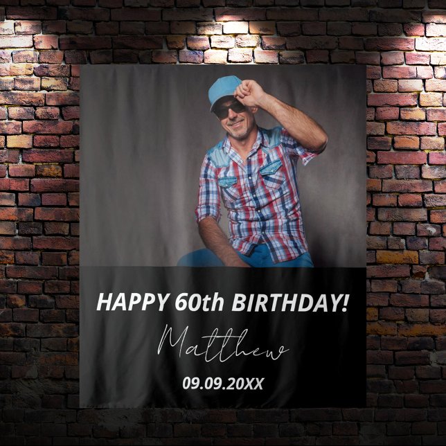 Tapete De Parede Foto personalizada cara branca preta 60º aniversár (Criador carregado)