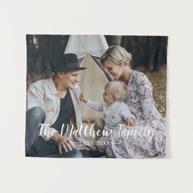 Tapete De Parede Foto personalizada com nome da família e ano de fu (Frente (Horizontal))