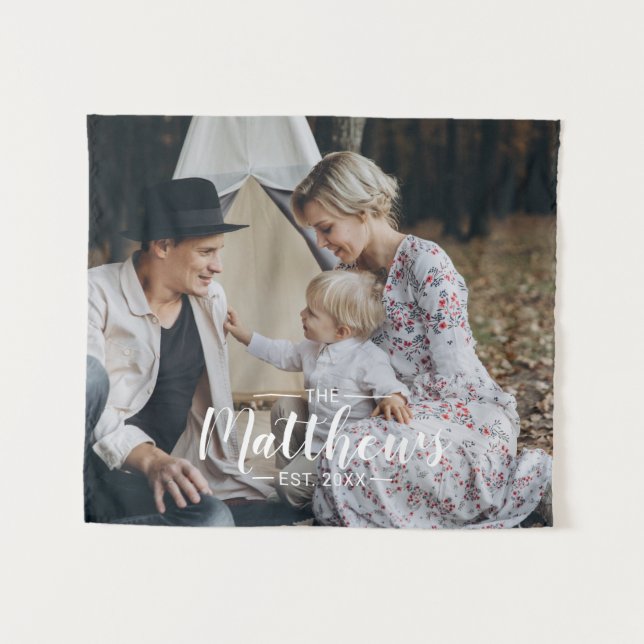 Tapete De Parede Foto personalizada com nome de família e ano estab (Frente (Horizontal))