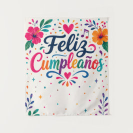 Tapete De Parede Foto Personalizada Feliz Cumpleaños Espanhol Flora