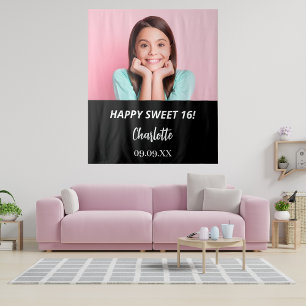Tapete De Parede Foto personalizada, preto branco Sweet 16 party We