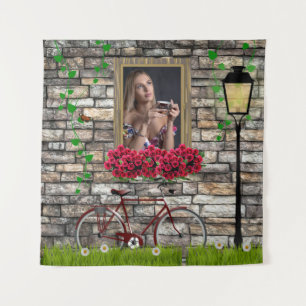Tapete De Parede Foto Romântica de Bicicleta Antiga com Flores para