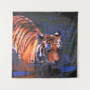 TAPETE DE PAREDE FOTOGRAFIA DE FOCO FOCAL DE TIGRE BRANCA E NEGRA