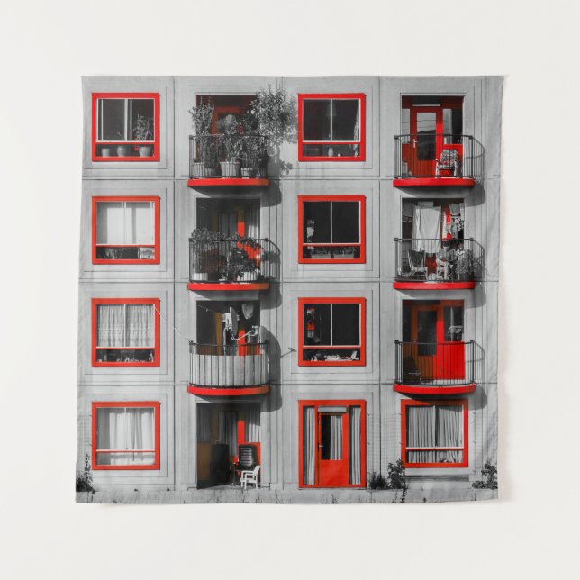Tapete De Parede Fotografia do edifício Red Facade Zuidoost Balcony (Frente)