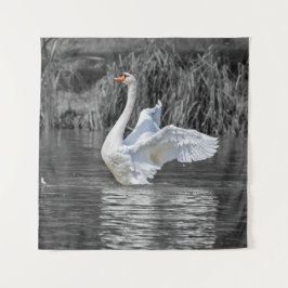 Tapete De Parede Fotografia em preto-e-branco Swan