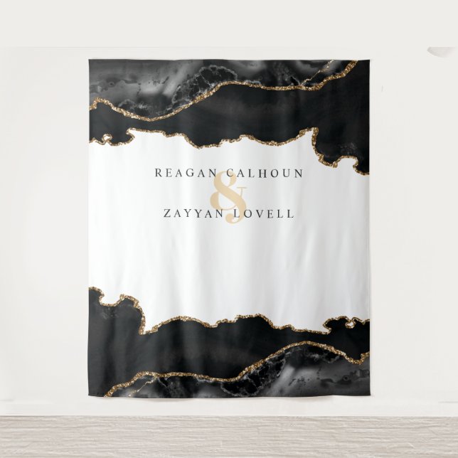 Tapete De Parede Fotos de Casamento Modernas com Mármore Preto e Do (Frente)