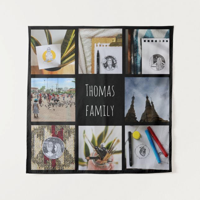 Tapete De Parede Fotos Personalizadas da Família e Colagem de Nome  (Frente)