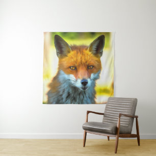 Tapete De Parede Fox Retrait - Arte Realista da Vida Selvagem