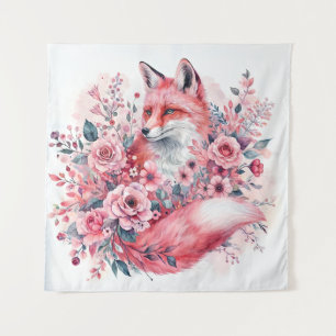 Tapete De Parede Fox Watercolor Rosa Arte Floral