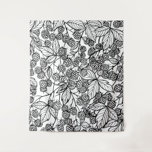 Tapete De Parede Framboesas desenhadas manualmente (Frente)