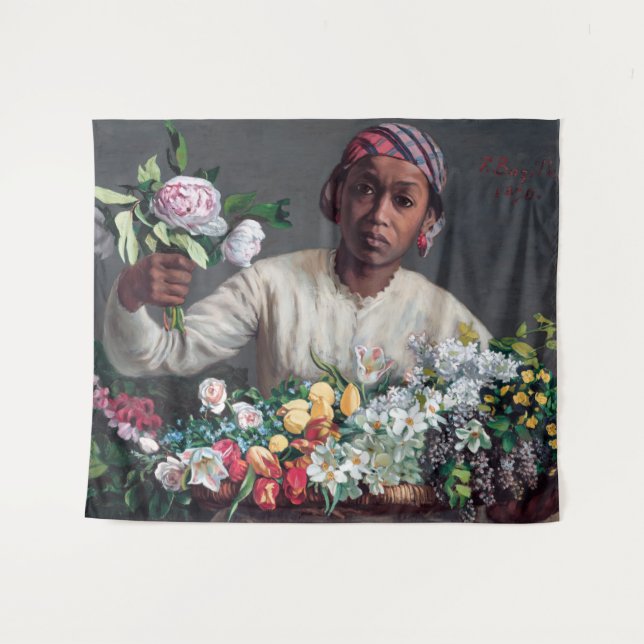 Tapete De Parede Frederic Bazille - Jovem Mulher com Peonias (Frente (Horizontal))