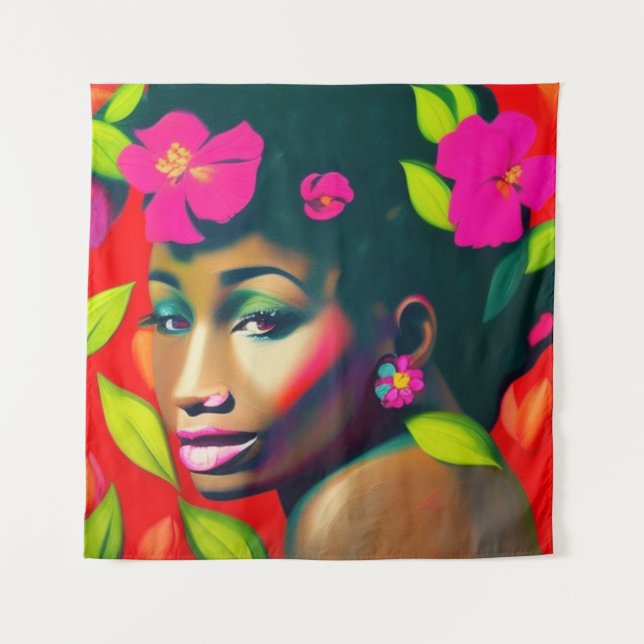 Tapete De Parede Fredericka Abstrato Afro-Americana (Frente)