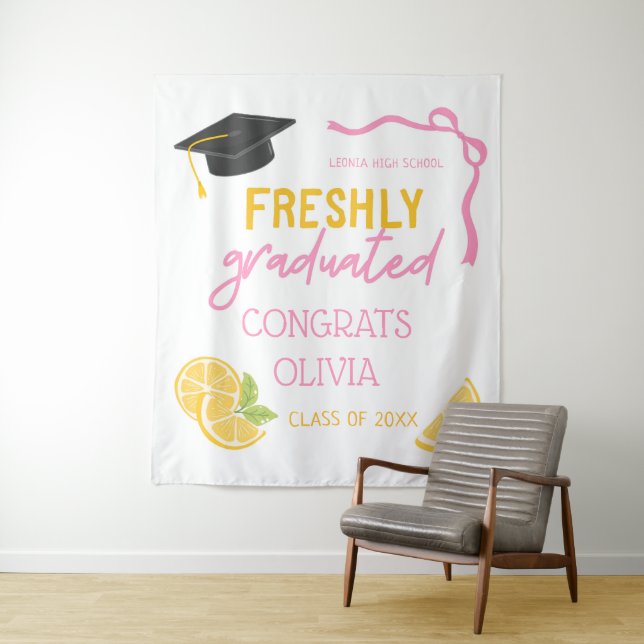 Tapete De Parede Freshly Graduated Lemonade Graduation Backdrop (In Situ)