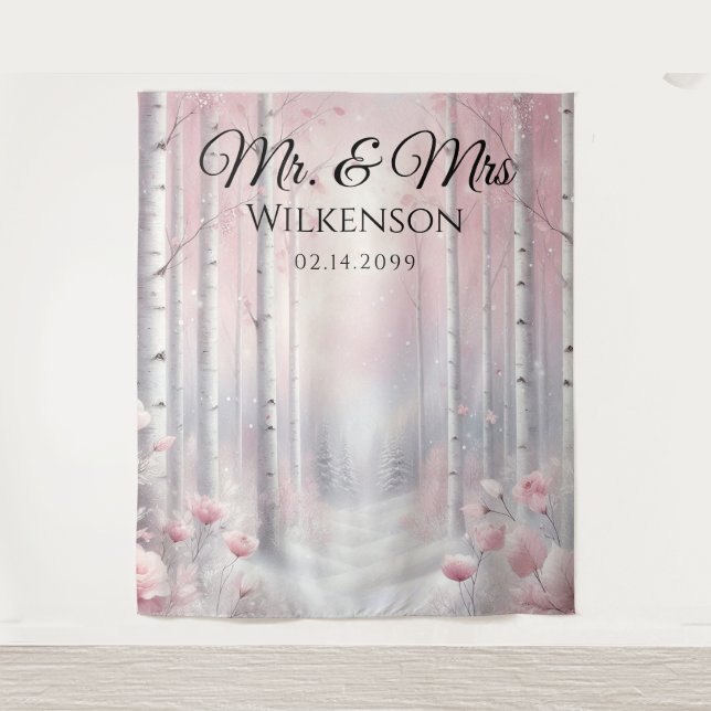 Tapete De Parede Frosted Petals in a Winter Woodland Wedding  (Frente)