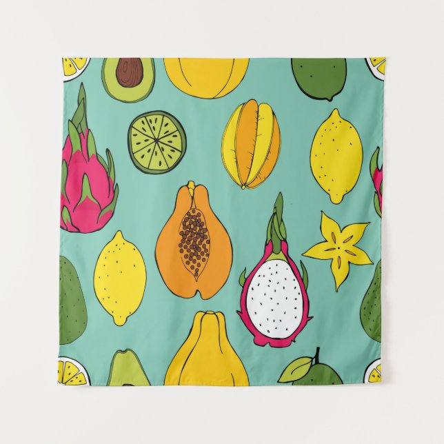 Tapete De Parede Fruit. Seamless vintage pattern (Frente)