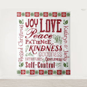 Tapete De Parede Fruta de Natal do Monograma Verde Espirituoso