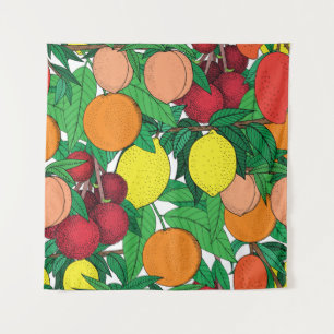 Tapete De Parede Fruta sem soldadura, desenho desenhado à mão, la