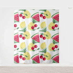 Tapete De Parede Frutas e bagas brilhantes sobre o branco.