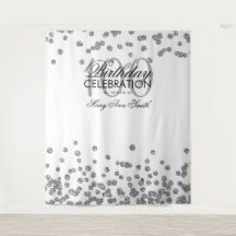 Fundo 100º aniversário Confetti Branco Prateado