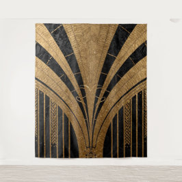 Tapete De Parede Fundo Art Déco Preto e Dourado