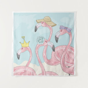 Tapete De Parede Fundo bonito com flamingos. Fundo de Verão