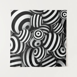 Tapete De Parede Fundo branco de abstrato com bolas e linhas pretas