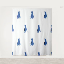 Tapete De Parede Fundo branco de Gato Azul