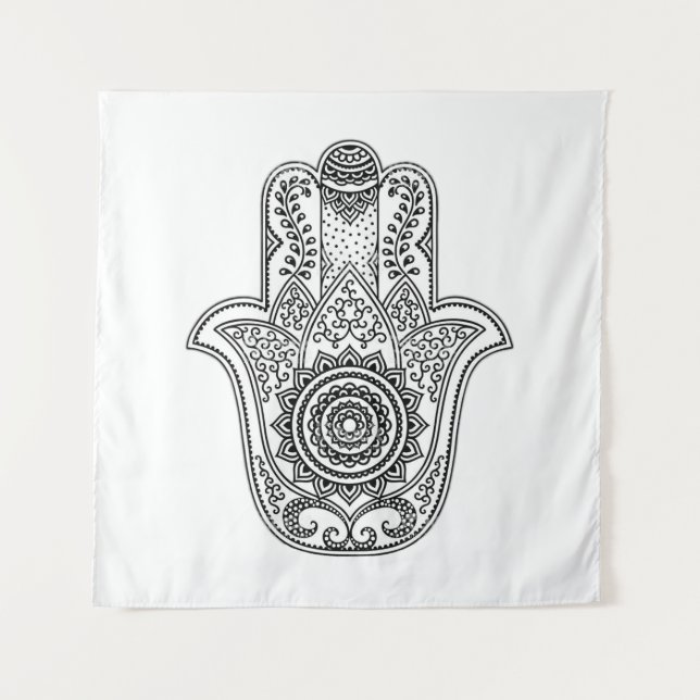 Tapete De Parede Fundo Branco Design do Hamsa (Frente)