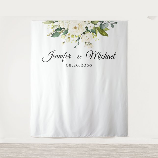 Tapete De Parede Fundo da Cerimônia de Casamento Floral de Rosas Br (Frente)