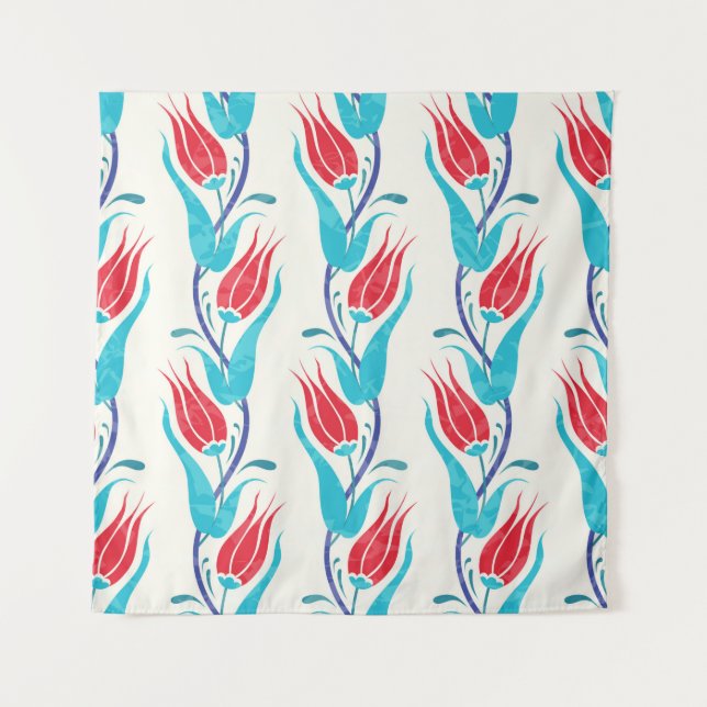 Tapete De Parede Fundo das tulipas. Motif turca tradicional. costur (Frente)