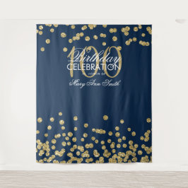 Tapete De Parede Fundo de 100º Aniversário Dourado Azul Marinho Con